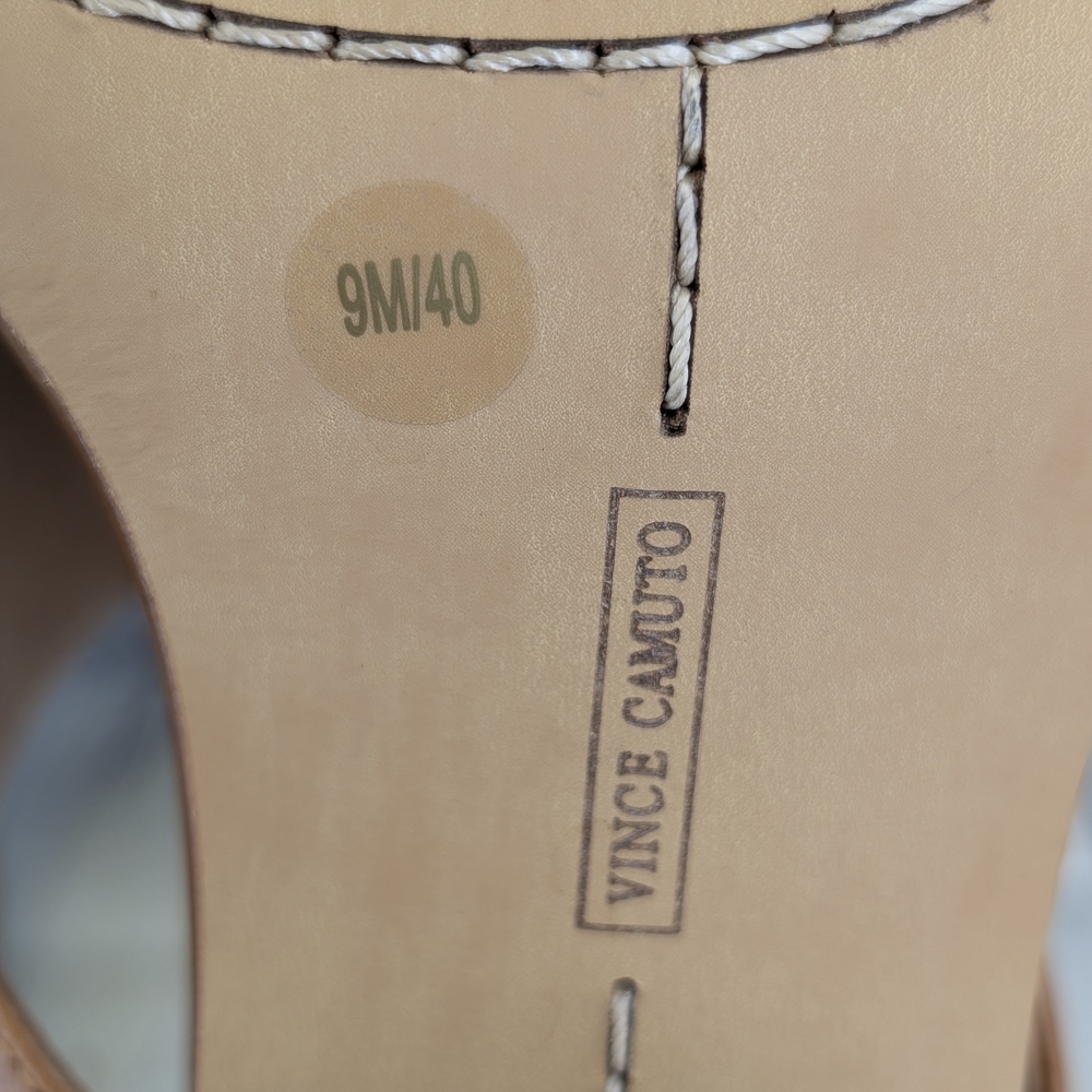 Vince Camuto Tan Leather Block Heel Sandals - Picture 11 of 11